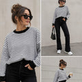 Bluza w Czarne Paski Oversize Bawełniana